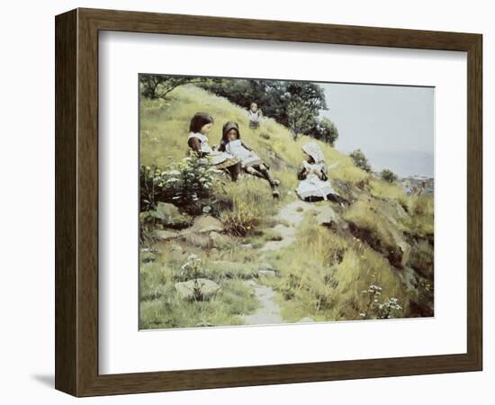 Girls with a Wreath of Flowers-William Brymner-Framed Giclee Print