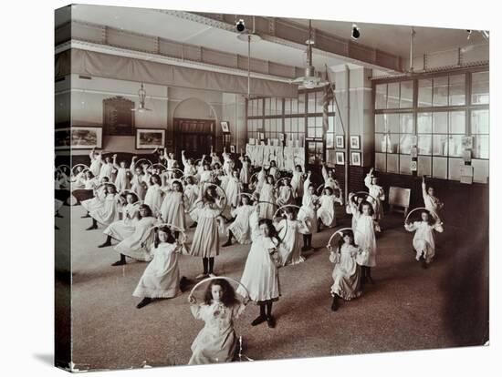 Girls with Hoops, Lavender Hill Girls School, Bermondsey, London, 1906-null-Stretched Canvas