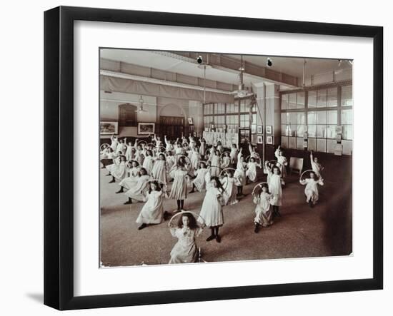 Girls with Hoops, Lavender Hill Girls School, Bermondsey, London, 1906-null-Framed Photographic Print