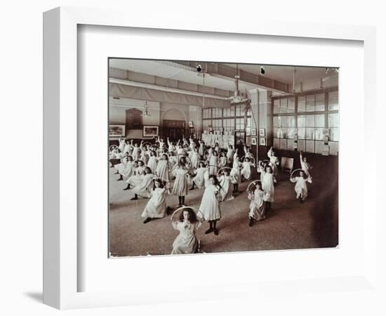 Girls with Hoops, Lavender Hill Girls School, Bermondsey, London, 1906-null-Framed Photographic Print