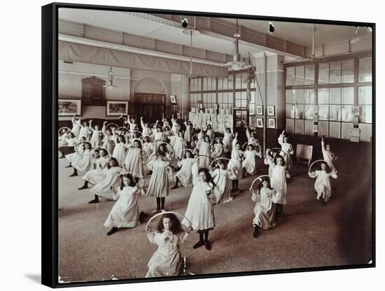 Girls with Hoops, Lavender Hill Girls School, Bermondsey, London, 1906-null-Framed Stretched Canvas