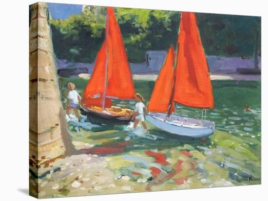 Girls with Sail Boats Looe, 2014-Andrew Macara-Stretched Canvas