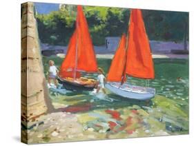 Girls with Sail Boats Looe, 2014-Andrew Macara-Stretched Canvas