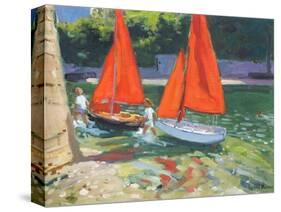 Girls with Sail Boats Looe, 2014-Andrew Macara-Stretched Canvas