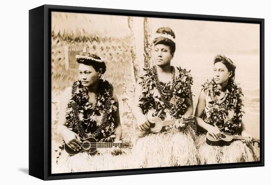Girls with Ukuleles, Hawaii, Photo-null-Framed Stretched Canvas