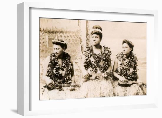 Girls with Ukuleles, Hawaii, Photo-null-Framed Art Print