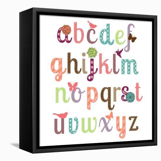 Girly Alphabet Set-Pink Pueblo-Framed Stretched Canvas