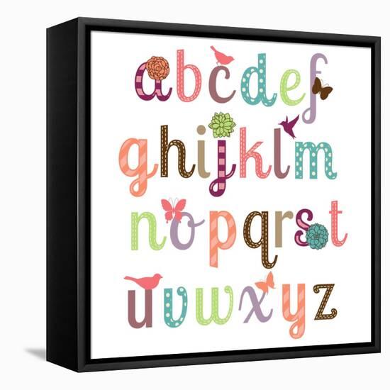 Girly Alphabet Set-Pink Pueblo-Framed Stretched Canvas