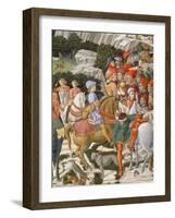 Giuliano De' Medici as Melchior, Detail from Journey of the Magi Cycle in the Chapel, circa 1460-Benozzo di Lese di Sandro Gozzoli-Framed Giclee Print