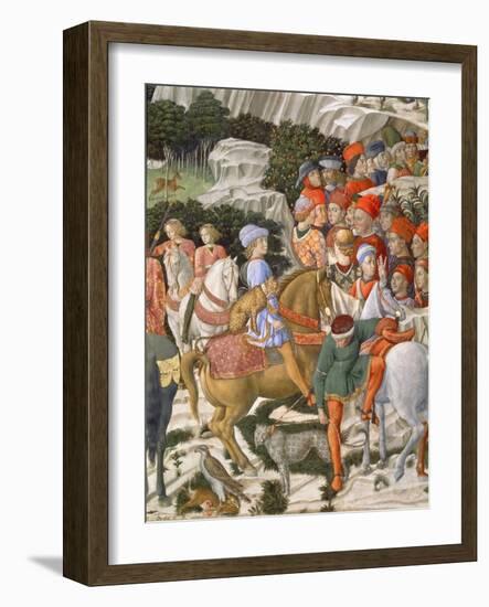 Giuliano De' Medici as Melchior, Detail from Journey of the Magi Cycle in the Chapel, circa 1460-Benozzo di Lese di Sandro Gozzoli-Framed Giclee Print