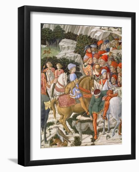 Giuliano De' Medici as Melchior, Detail from Journey of the Magi Cycle in the Chapel, circa 1460-Benozzo di Lese di Sandro Gozzoli-Framed Giclee Print