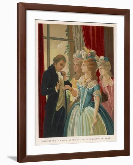 Giuseppe Balsamo Known as Cagliostro Reads the Hand of Marie Antoinette-null-Framed Art Print