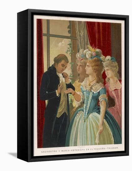 Giuseppe Balsamo Known as Cagliostro Reads the Hand of Marie Antoinette-null-Framed Stretched Canvas