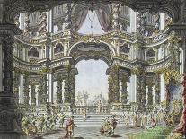 The Portico of an Italian Palace with a Fountain Decorated with a Statue of Fortune-Giuseppe Bibiena-Giclee Print