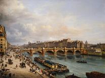 View of City and Pont-Neuf from Bank of Louvre, 1832-Giuseppe Canella-Giclee Print