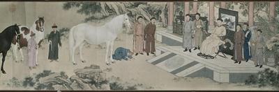 Qazaq présentant len tribut leurs chevaux à l'empereur Qianlong-Giuseppe Castiglione-Framed Stretched Canvas