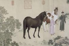 Qazaq présentant len tribut leurs chevaux à l'empereur Qianlong-Giuseppe Castiglione-Framed Giclee Print