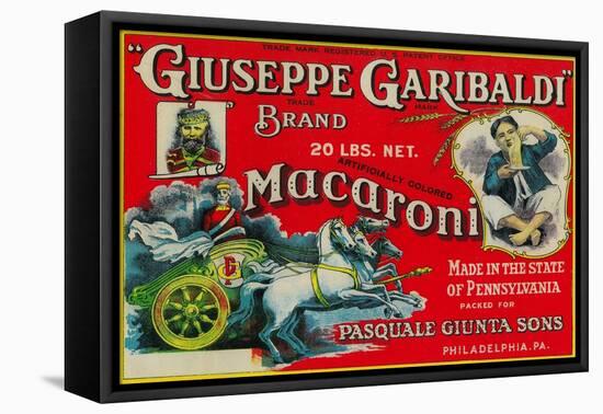 Giuseppe Garibaldi Macaroni Label - Philadelphia, PA-Lantern Press-Framed Stretched Canvas