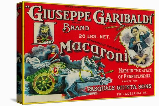 Giuseppe Garibaldi Macaroni Label - Philadelphia, PA-Lantern Press-Stretched Canvas