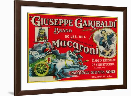 Giuseppe Garibaldi Macaroni Label - Philadelphia, PA-Lantern Press-Framed Art Print