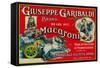 Giuseppe Garibaldi Macaroni Label - Philadelphia, PA-Lantern Press-Framed Stretched Canvas