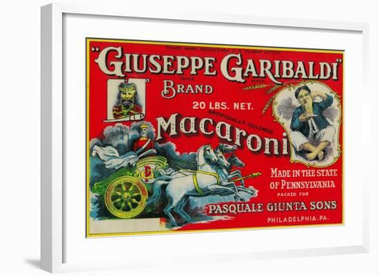 Giuseppe Garibaldi Macaroni Label - Philadelphia, PA-Lantern Press-Framed Art Print