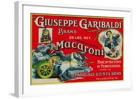 Giuseppe Garibaldi Macaroni Label - Philadelphia, PA-Lantern Press-Framed Art Print