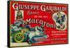 Giuseppe Garibaldi Macaroni Label - Philadelphia, PA-Lantern Press-Framed Stretched Canvas