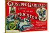 Giuseppe Garibaldi Macaroni Label - Philadelphia, PA-Lantern Press-Stretched Canvas