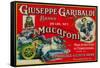 Giuseppe Garibaldi Macaroni Label - Philadelphia, PA-Lantern Press-Framed Stretched Canvas