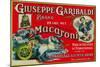 Giuseppe Garibaldi Macaroni Label - Philadelphia, PA-Lantern Press-Mounted Art Print