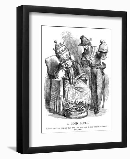 Giuseppe Garibaldi Trying to Persuade Pope Pius IX, 1860-John Tenniel-Framed Giclee Print