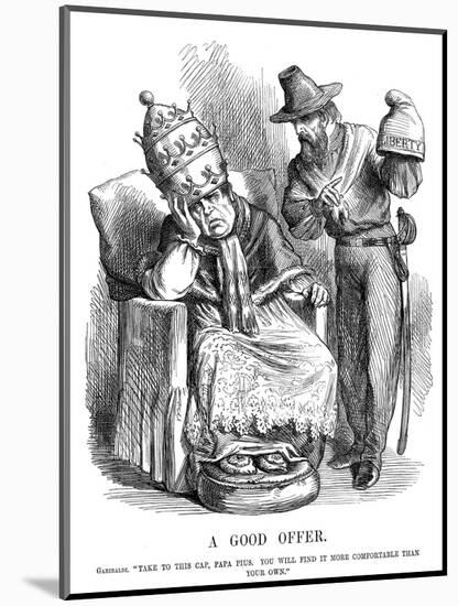 Giuseppe Garibaldi Trying to Persuade Pope Pius IX, 1860-John Tenniel-Mounted Giclee Print