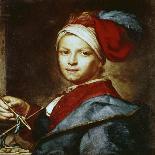 Self-Portrait in the Act of Painting, 1732-Giuseppe Ghislandi-Giclee Print