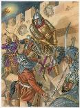 Third Crusade: Richard I of England, known as the Lionheart (1157-1199) Assaulting Saint Jean D'acr-Giuseppe Rava-Giclee Print