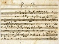 Handwritten Sheet Music for the Sonata Prima for Violin and Bass, Allegro Assai-Giuseppe Tartini-Framed Stretched Canvas