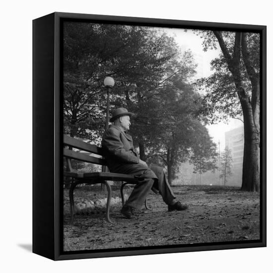 Giuseppe Ungaretti Rests Seated on a Bench in a Park-null-Framed Stretched Canvas