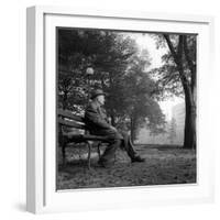 Giuseppe Ungaretti Rests Seated on a Bench in a Park-null-Framed Photographic Print