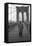 Giuseppe Ungaretti Walking on the Walkway of the Brooklyn Bridge-Mario de Biasi-Framed Stretched Canvas