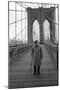 Giuseppe Ungaretti Walking on the Walkway of the Brooklyn Bridge-Mario de Biasi-Mounted Premium Photographic Print