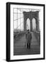 Giuseppe Ungaretti Walking on the Walkway of the Brooklyn Bridge-Mario de Biasi-Framed Photographic Print