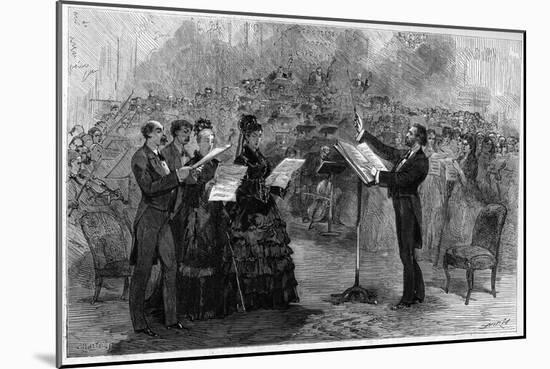 Giuseppe Verdi conducting the 'Messa da Requiem' at the Paris Opéra-Comique in 1874-Italian School-Mounted Giclee Print