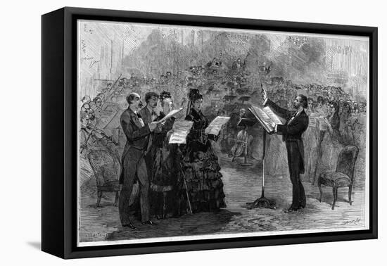 Giuseppe Verdi conducting the 'Messa da Requiem' at the Paris Opéra-Comique in 1874-Italian School-Framed Stretched Canvas