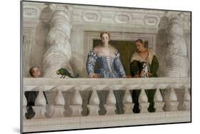 Giustiniani Barbaro and His Nurse with a Puppy Looking Out from a Mock Balcony-Paolo Veronese-Mounted Giclee Print