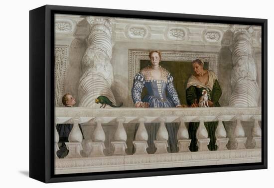 Giustiniani Barbaro and His Nurse with a Puppy Looking Out from a Mock Balcony-Paolo Veronese-Framed Stretched Canvas
