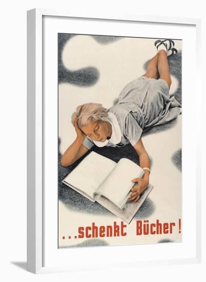 Give Books, German Poster-null-Framed Art Print