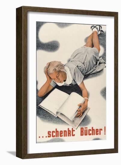 Give Books, German Poster-null-Framed Art Print