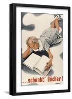 Give Books, German Poster-null-Framed Art Print