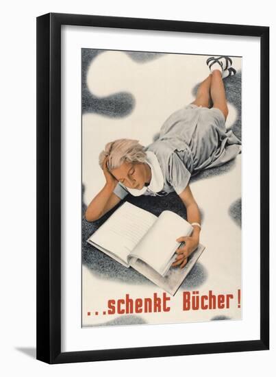 Give Books, German Poster-null-Framed Art Print