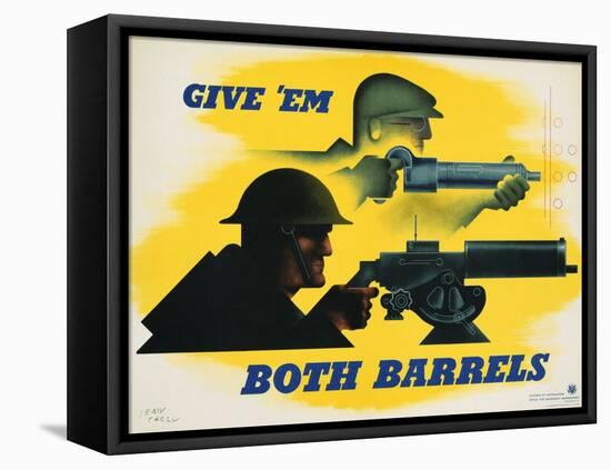 Give 'Em Both Barrels Poster-Jean Carlu-Framed Stretched Canvas